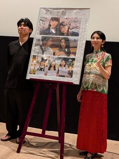 外山文治監督と田中麗奈さん(宮崎キネマ館)